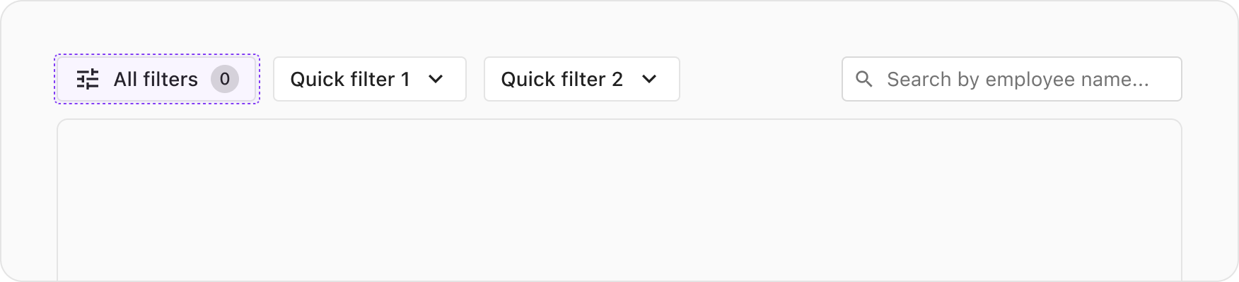 A UI example highlighting the all filters button