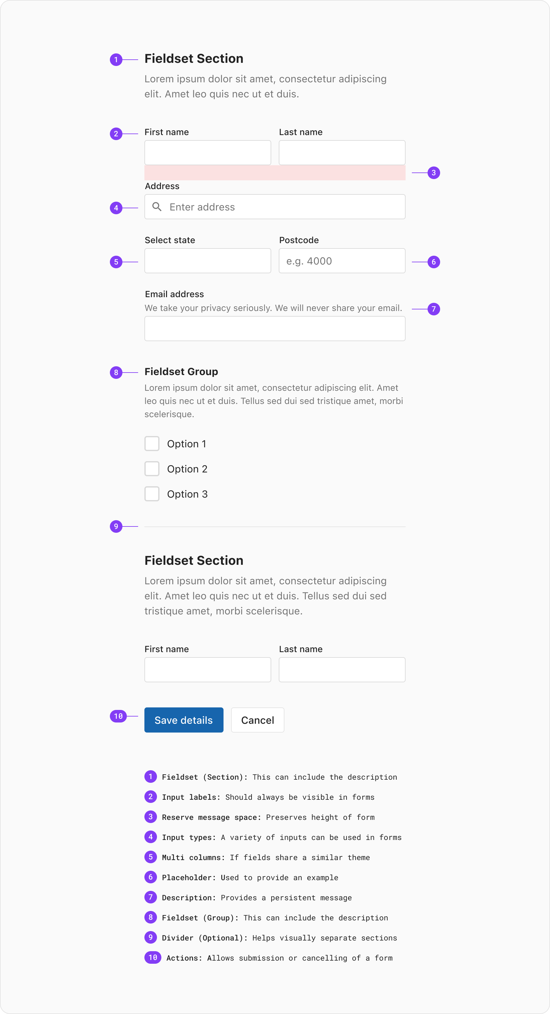 Form guidelines anatomy